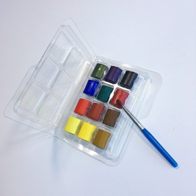 12 Mini Watercolor paint with Brush